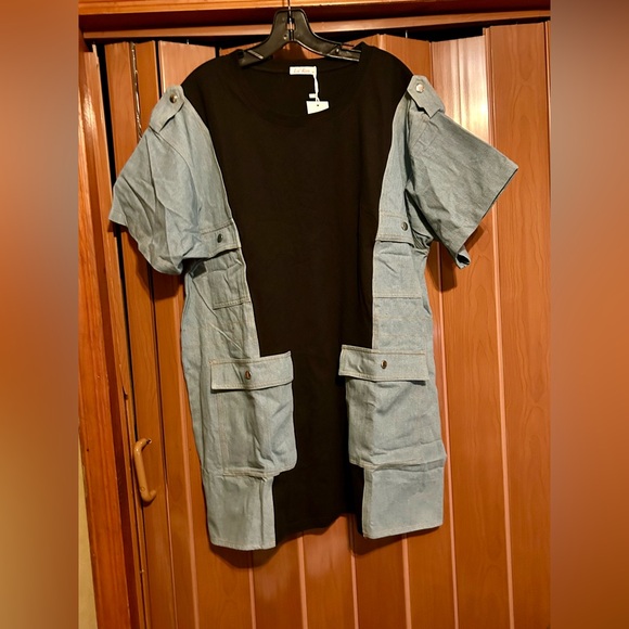 La Ross denim & black dress size medium NWT - Picture 1 of 8